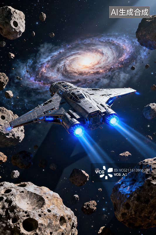 【AI数字艺术】宇宙飞船穿越星域图片素材
