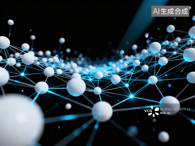 【AI数字艺术】分子网络结构动态连接图片素材