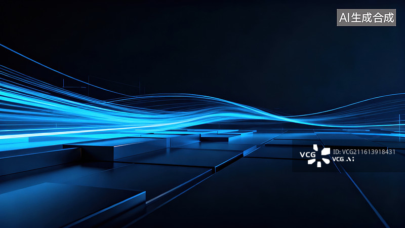 【AI数字艺术】蓝色光流抽象背景图片素材