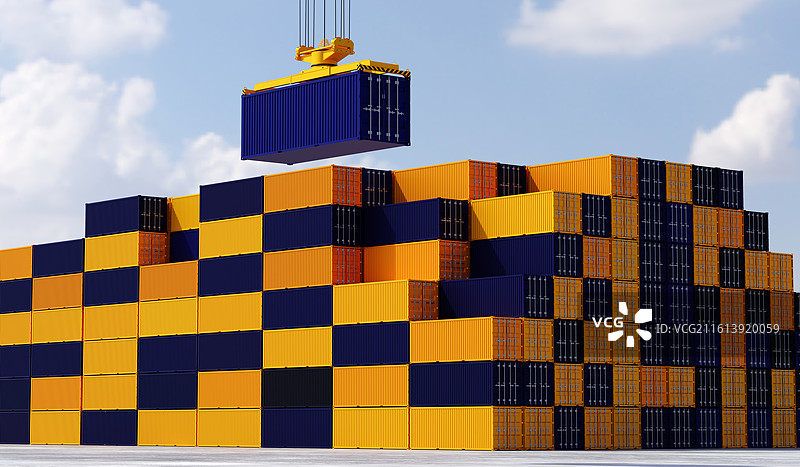港口堆场上码放整齐的集装箱图片素材