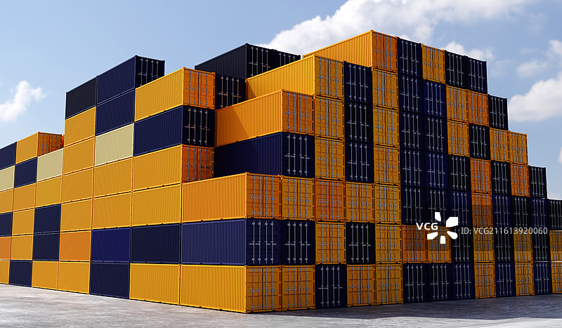 港口堆场上码放整齐的集装箱图片素材