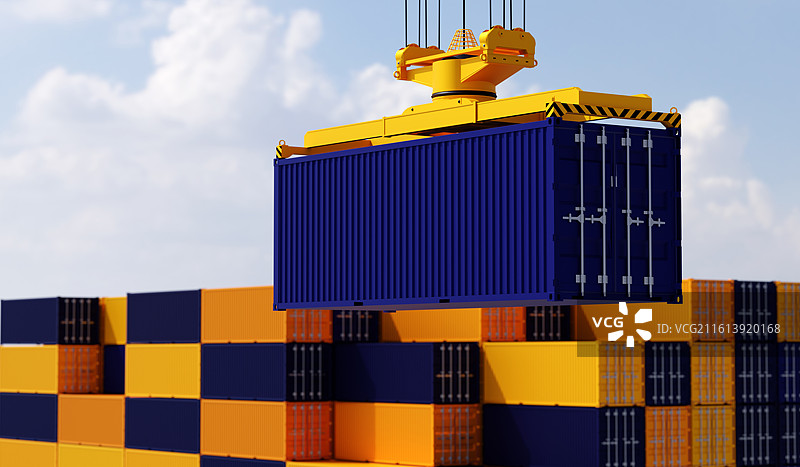 港口堆场上码放整齐的集装箱图片素材