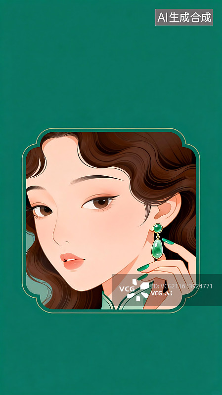 【AI数字艺术】现代动漫风局部人物方框壁纸图片素材