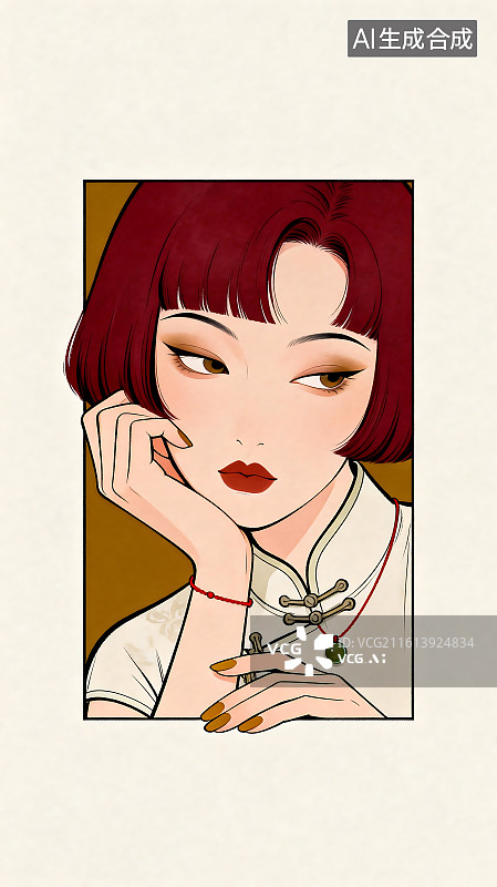 【AI数字艺术】现代动漫风局部人物方框壁纸图片素材