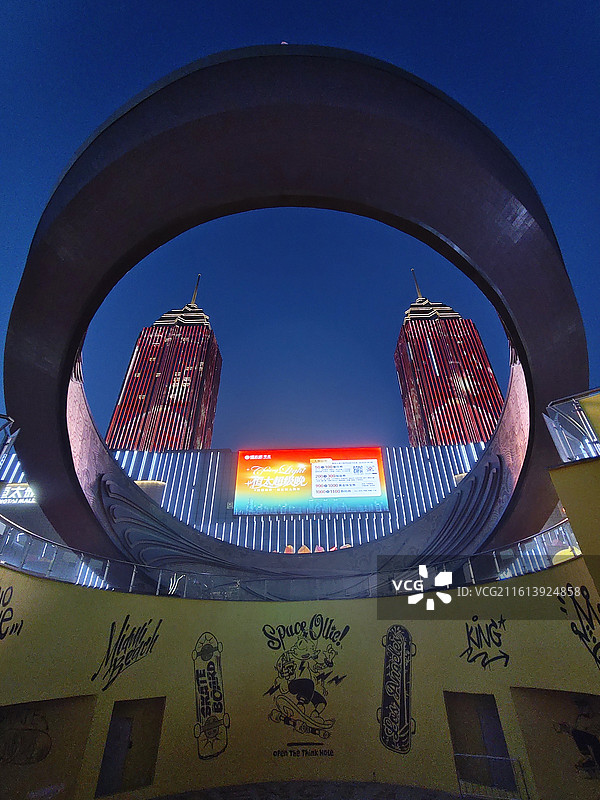 枣庄地标双子星图片素材