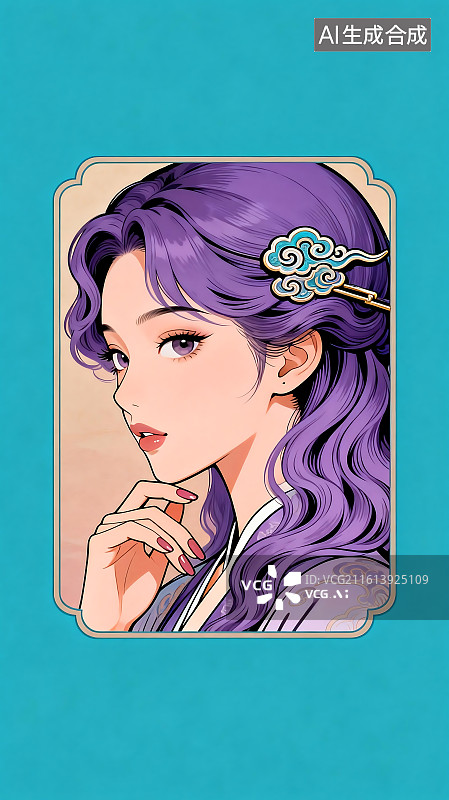 【AI数字艺术】现代动漫风局部人物方框壁纸图片素材