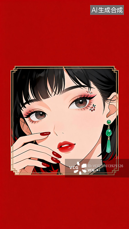 【AI数字艺术】现代动漫风局部人物方框壁纸图片素材