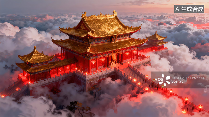 【AI数字艺术】中国风建筑插画图片素材