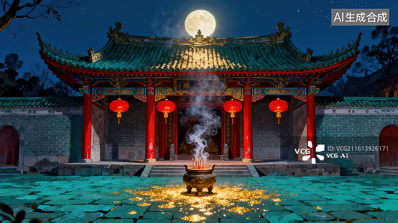 【AI数字艺术】中国风建筑插画图片素材