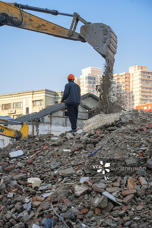 上海南市区老城厢大兴街江阴街拆迁动迁工地城市变迁图片素材