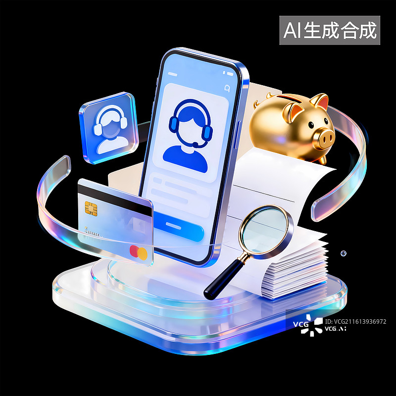 【AI数字艺术】资金流水储蓄安全AI智能助手查询银行金融图片素材