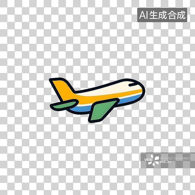 【AI数字艺术】彩色铅笔风格插画小飞机图片素材