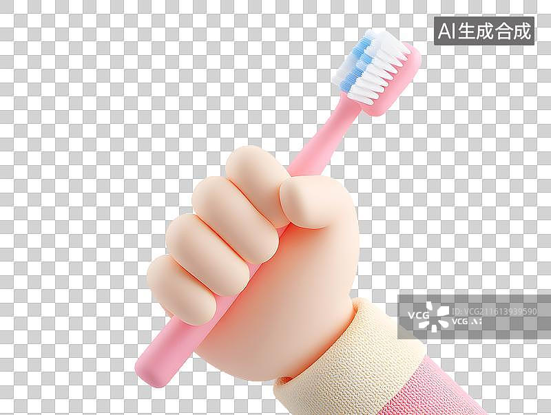 【AI数字艺术】手上拿着一把牙刷图片素材