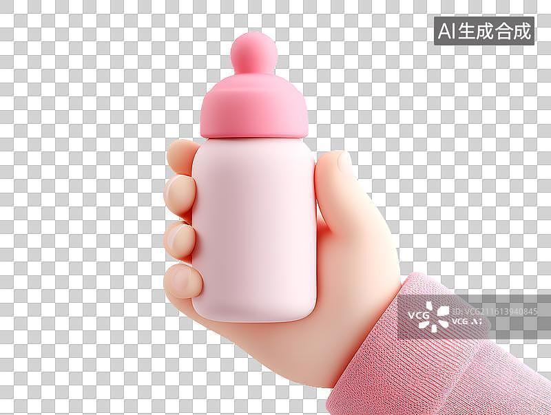 【AI数字艺术】手上拿着一个卡通奶瓶图片素材
