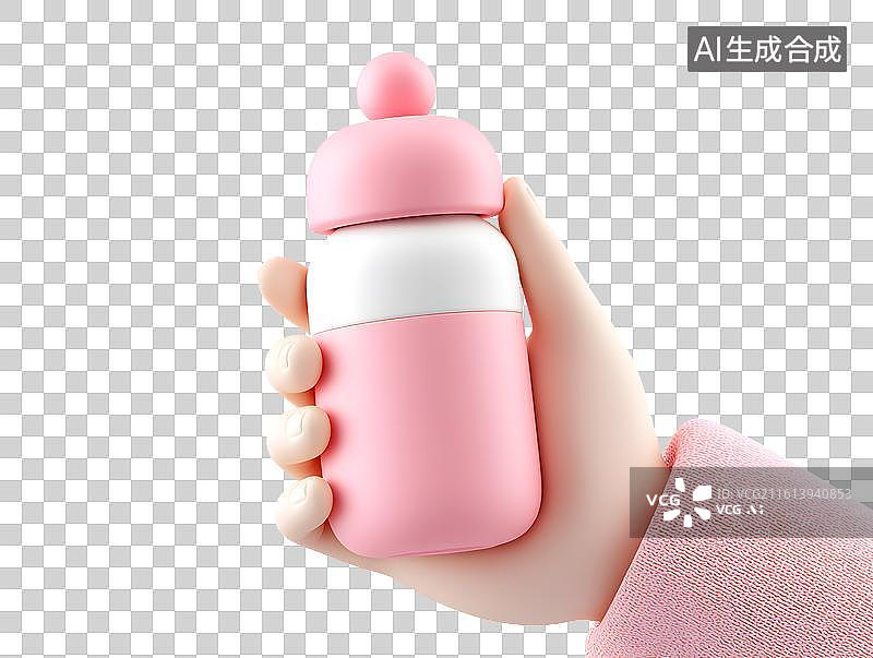 【AI数字艺术】手上拿着一个卡通奶瓶图片素材