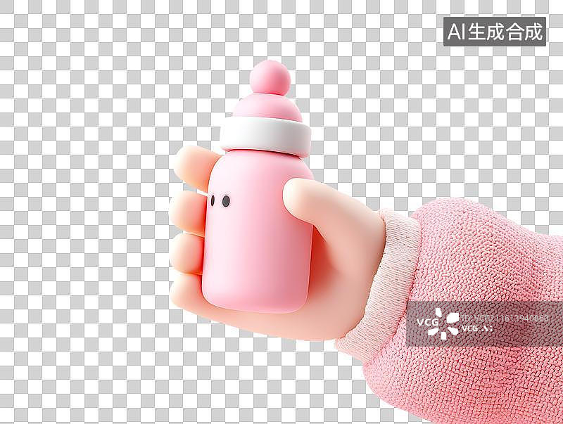 【AI数字艺术】手上拿着一个卡通奶瓶图片素材