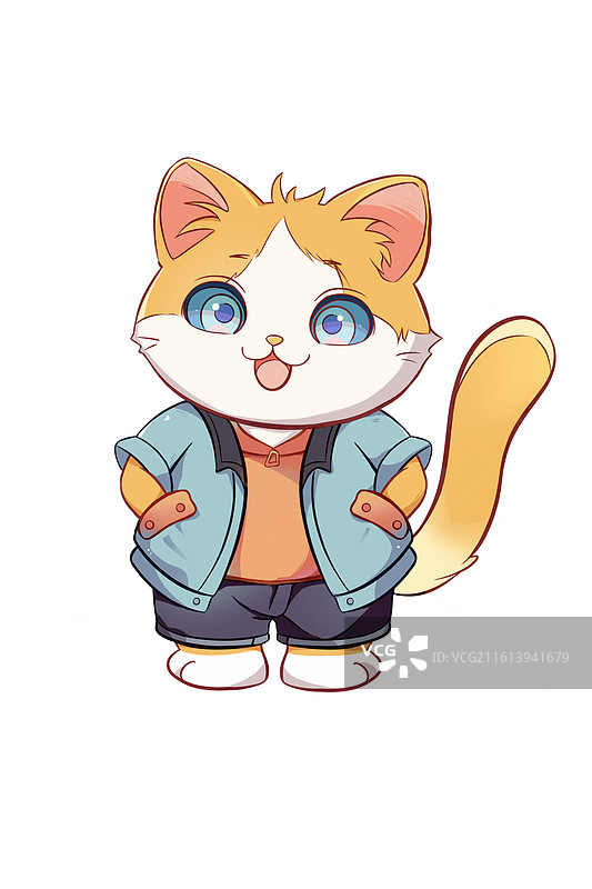 卡通扁平化可爱猫咪插画图片素材