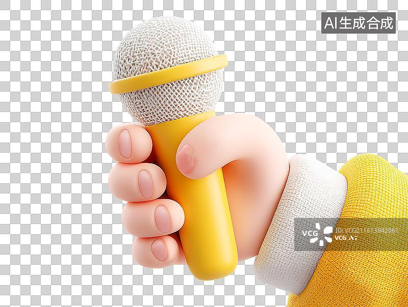【AI数字艺术】卡通手上拿着一支麦克风图片素材