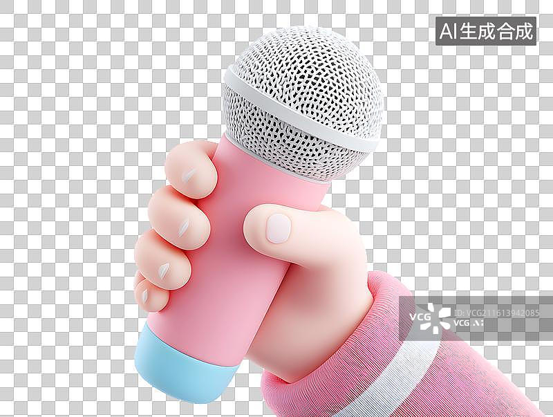 【AI数字艺术】卡通手上拿着一支麦克风图片素材