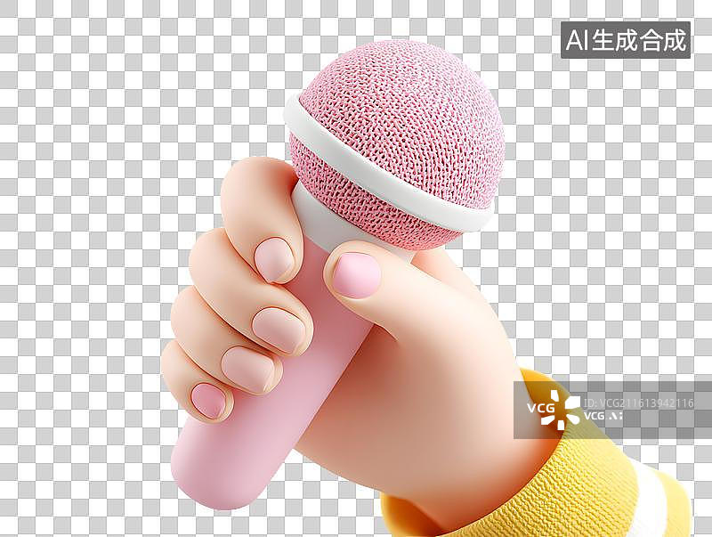 【AI数字艺术】卡通手上拿着一支麦克风图片素材