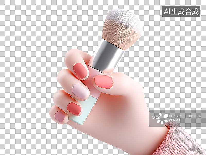 【AI数字艺术】卡通小手上拿着一个化妆刷图片素材