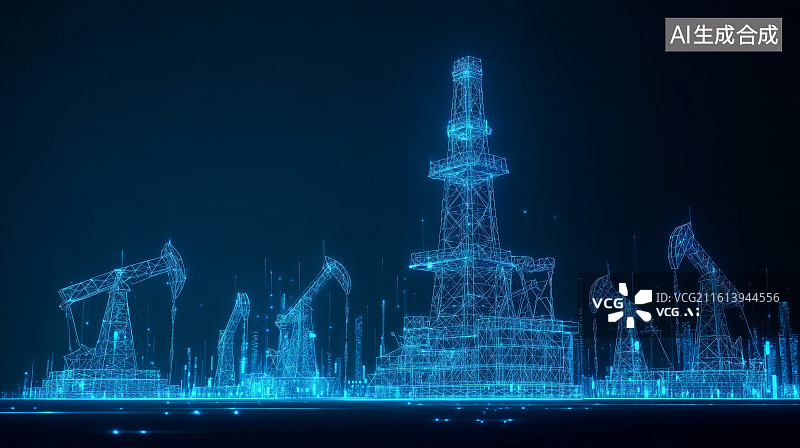 【AI数字艺术】科技感石油钻井图片素材