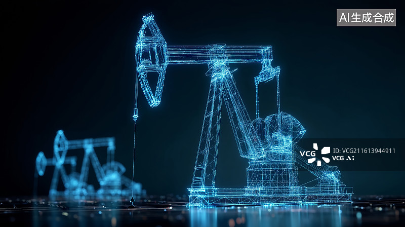 【AI数字艺术】科技感石油钻井图片素材