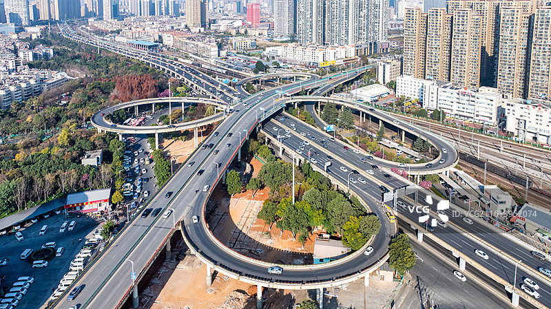 昆明市官南立交桥多角度航拍图片素材