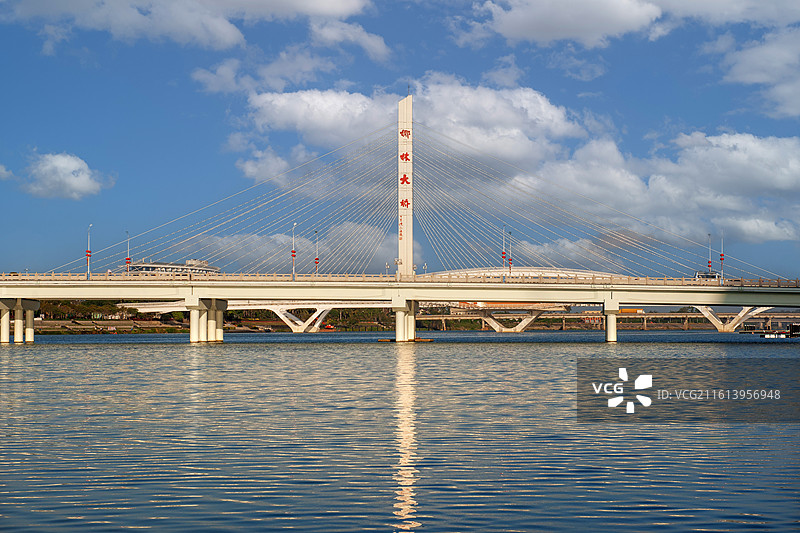 海南自贸港，陵水的椰林大桥图片素材