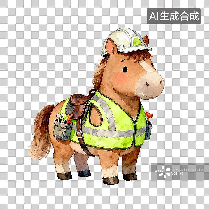 【AI数字艺术】工人小马工装风装饰背景场景图片素材