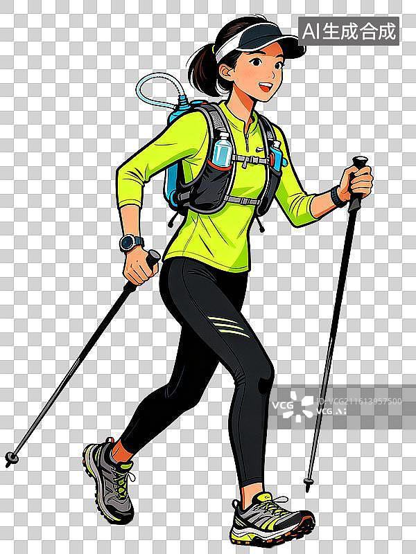 【AI数字艺术】户外女士活力风登山场景图片素材