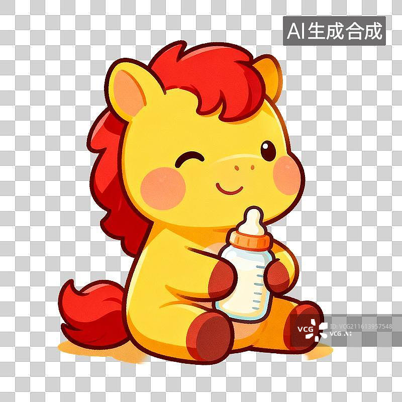 【AI数字艺术】卡通小马暖色系商业装饰背景图片素材