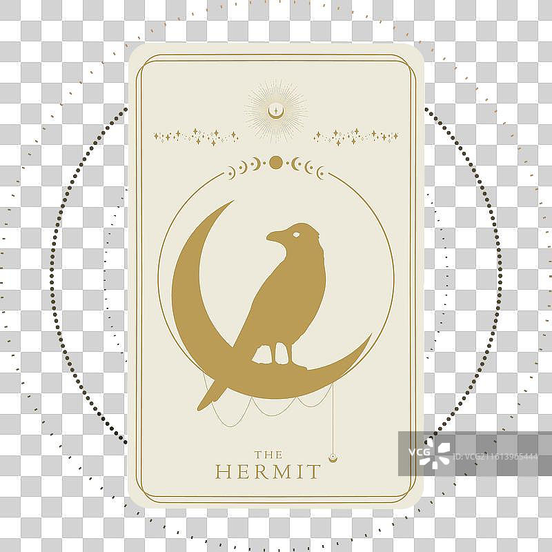 金色塔罗牌大阿卡纳牌隐士图片素材