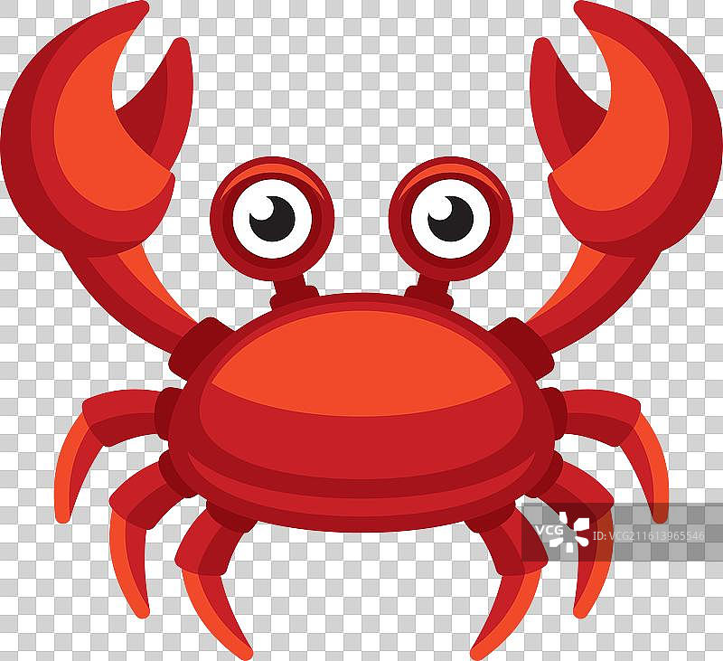 白色背景上可爱的螃蟹图标，海洋动物图片素材