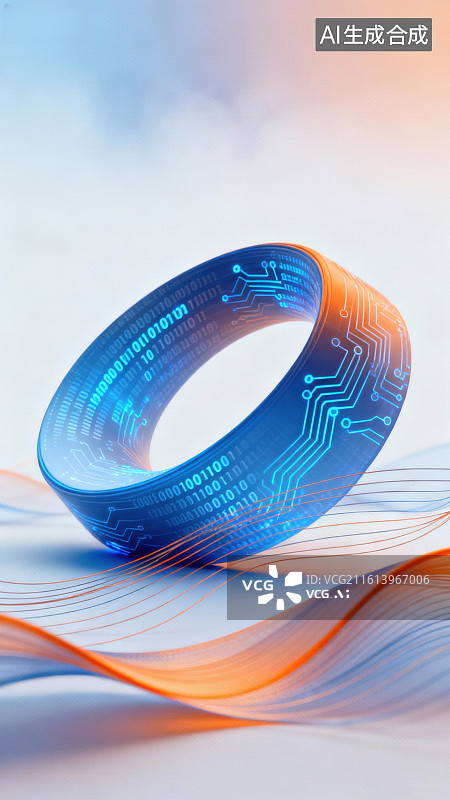【AI数字艺术】科技感环形电路装置图片素材