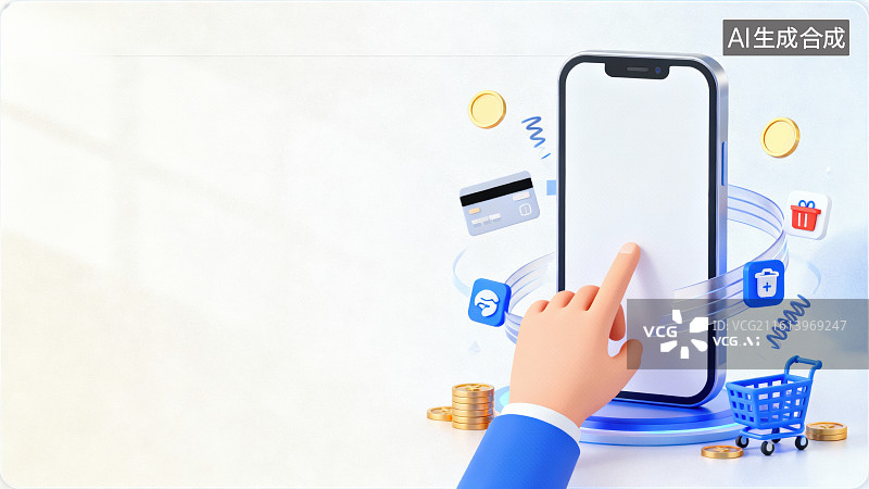 【AI数字艺术】手机购物支付场景图片素材