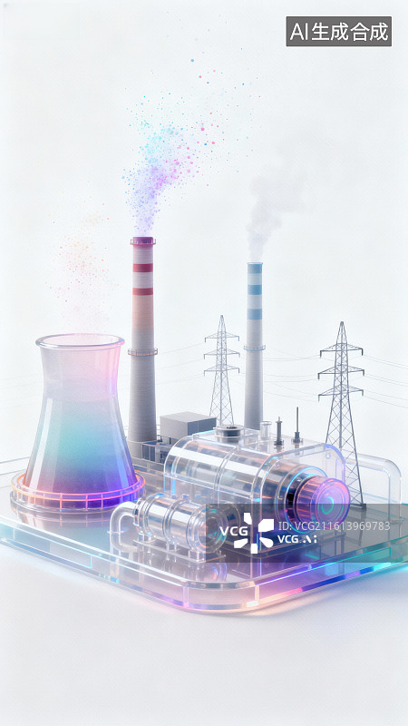 【AI数字艺术】工业设施与能量转换模型图片素材
