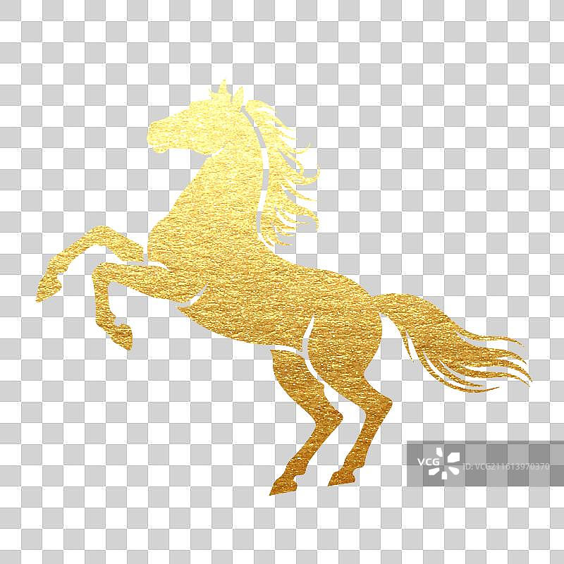 卡通手绘马年生肖金色的马春节元素图片素材