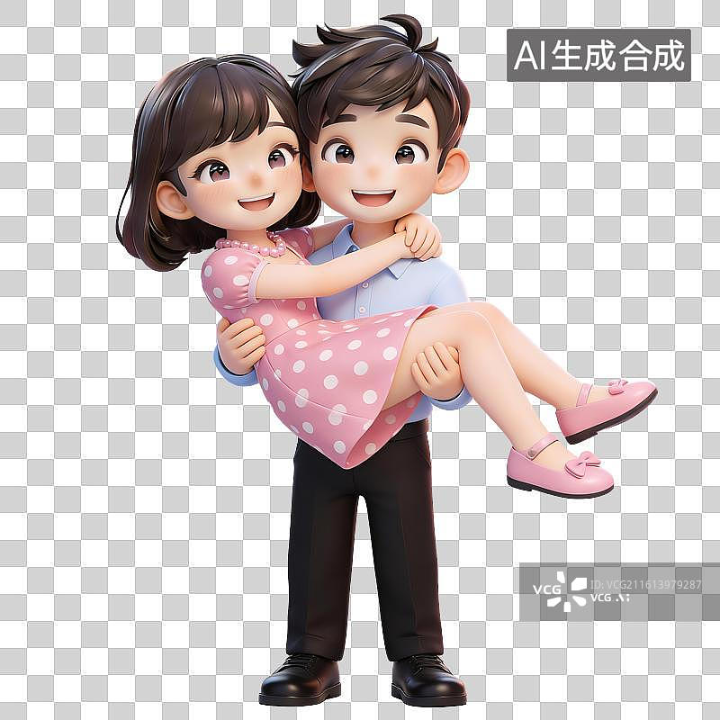 【AI数字艺术】3D卡通小情侣—公主抱图片素材