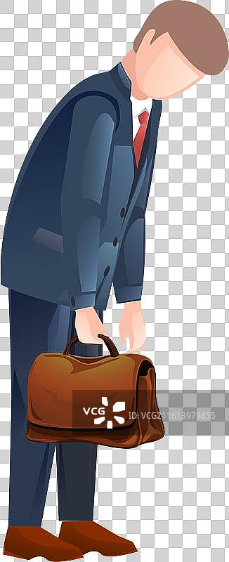 一位商人忧伤地低着头，手里拿着公文包图片素材