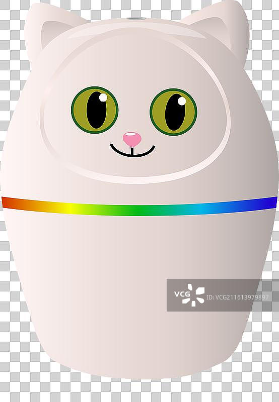 白猫造型加湿器正在释放水蒸气图片素材