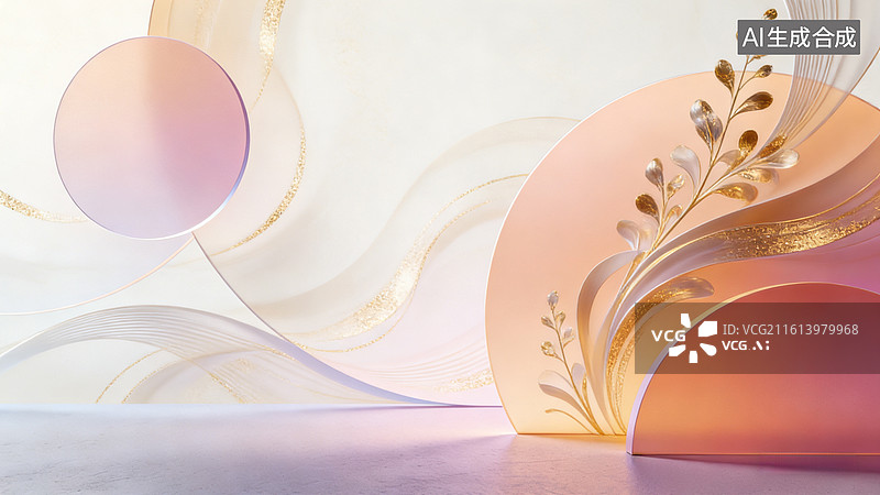 【AI数字艺术】柔美曲线植物展台图片素材