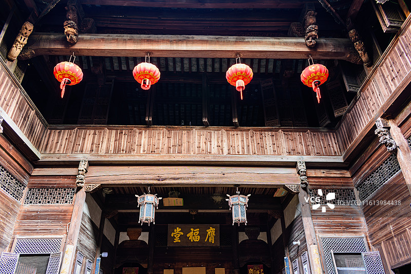 徽州古民居、世界文化遗产：安徽省黄山市黟县西递村，膺福堂（胡尚熷故居）。图片素材