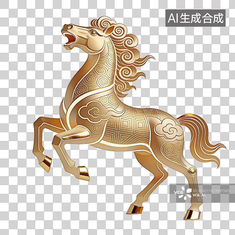 【AI数字艺术】2026 马年国风鎏金骏马装饰素材图片素材