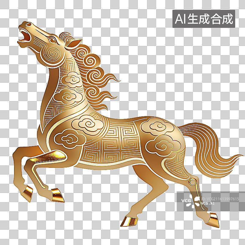 【AI数字艺术】2026 马年国风鎏金骏马装饰素材图片素材