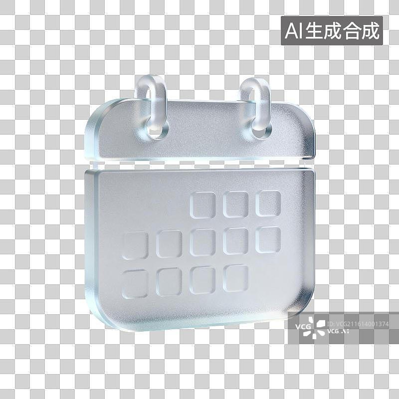 【AI数字艺术】[免抠PNG素材]3D玻璃质感日历图标图片素材