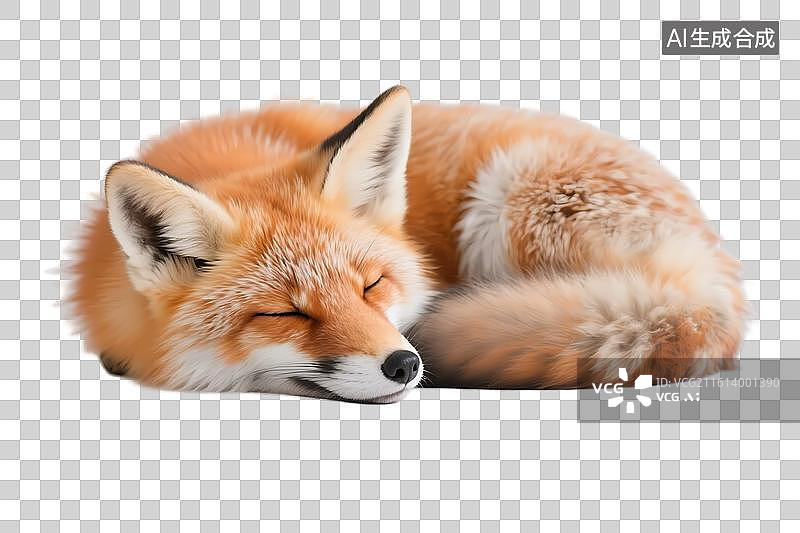 【AI数字艺术】[免抠PNG素材]一只安静熟睡的红狐图片素材