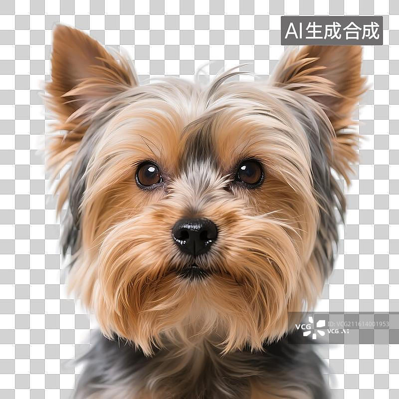 【AI数字艺术】[免抠PNG素材]一只可爱约克夏犬的特写图片素材