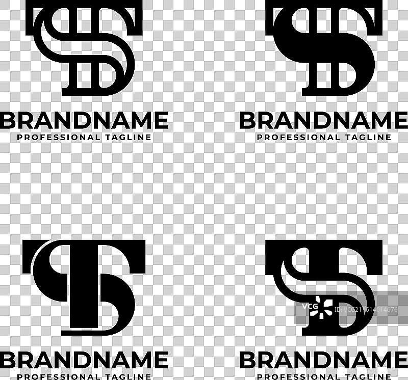 字母TS字母组合徽标集，适用于任何图片素材