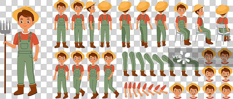 农夫男孩，快乐的工装裤小男孩图片素材